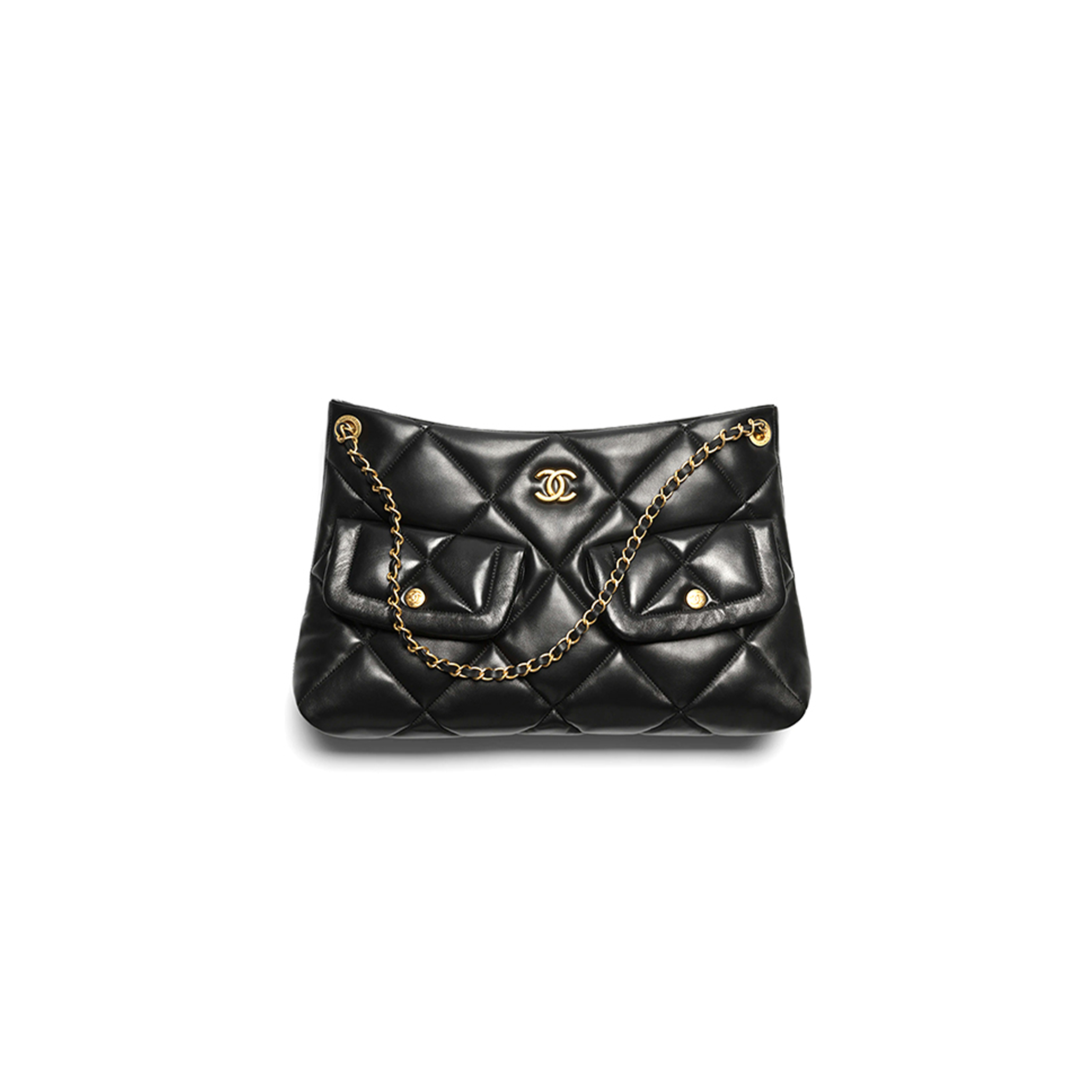 CHANEL SHOPPING BAG SHINY LAMBSKIN & GOLD-TONE METAL BLACK AS5740 (38*26*11cm) CHANEL SHOPPING BAG SHINY LAMBSKIN & GOLD-TONE METAL BLACK AS5740 (38*26*11cm)